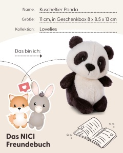Jucarie de plus Panda NICI 11cm, Cutie cadou 8x8.5x13cm, Material moale - Img 5