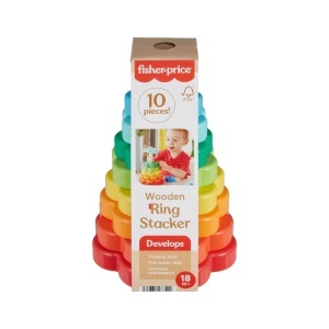 Jucarie de Stivuire Fisher-Price HXT77, din Lemn, 10 Piese, Colorate - Img 7
