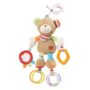 Jucarie interactiva Fehn Teddy Oskar 30 cm cu inel gingival si sunete pentru bebelusi 0 luni
