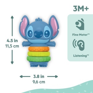 Jucarie pentru bebelusi Bright Starts Disney Baby Stitch Twist-a-Stitch cu inele texturate si zornaitoare - Img 7