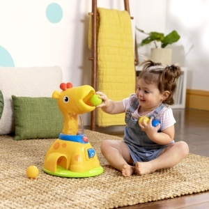 Jucarie pentru bebelusi Bright Starts Giraffe, 5 bile colorate, muzica si lumini, 6 luni - Img 3