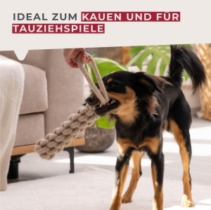 Jucarie pentru caini Fackelmann Seil 40 cm, Culoare Bej, Din Bumbac Rezistent - Img 5