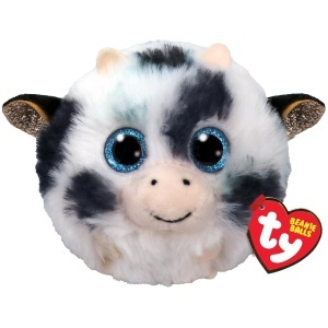 Jucarie Plush Ty Moophy Cow Beanie Balls - Jucarie Moale, Culoare Negru Alb