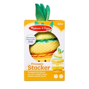 Jucarie senzoriala pentru bebelusi Melissa Doug, Ananas, 6-12 luni, 5 piese, texturi si sunete - Img 3