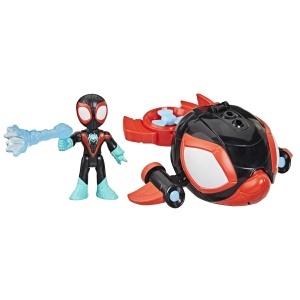 Jucarie Spidey si Prietenii Set cu Figurina Miles Spin Morales si Vehicul Delfin, 7.6 cm - Img 1