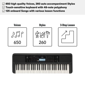 Keyboard portabil Yamaha PSR-E383 cu 61 taste, 650 sunete si 260 stiluri muzicale - Img 5
