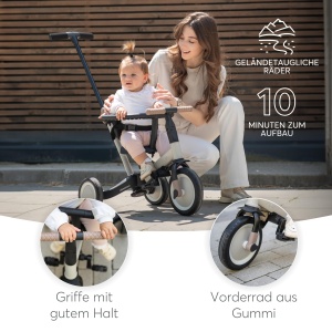 KikkaBoo FLIP Tricicleta 5-in-1 pentru copii Gri ajustabila - Img 4