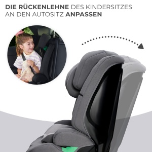 Kinderkraft SAFETY FIX 2 I-SIZE 76-150 cm Scaun pentru copii 9-36 kg, scaune auto pentru copii cu isofix, reglare tetiera, sisteme speciale de siguranta, centuri in 5 puncte, set insertie, gri - Img 8