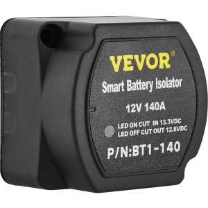 Kit de incarcare divizata VEVOR Dual Battery Disconnect Relay 12V, set de relee sensibil la tensiune de 140A -30 pana la 105degC, incarcator automat si set de cabluri pentru camion, RV, atelier, masina si nava - Img 9