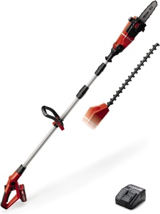 Kit multifunctional fara fir Einhell GE-HC 18 Li T (18V, 3Ah, tuns gard viu 2 in 1 si ferastrau cu lant, sabie Oregon, incl. baterie si incarcator)