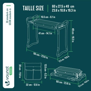Kniebank VOUNOT 2in1 pentru gradinarit, verde, 150 kg - Img 3