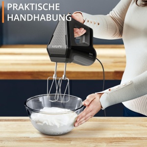Krups GN6028 3MIX 6000 Mixer de mana | 600 W | Control precis | Maner moale la atingere | cablu lung | controler practic de viteza | incl. tel si carlig de aluat | Negru - Img 7