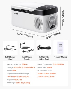 Lada frigorifica auto VEVOR EB18-C, 15L, 60W, control prin aplicatie, argintiu-negru - Img 7