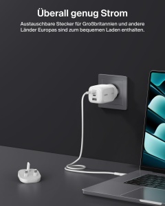 Ladeger 3 Porturi Belkin, 100 W, GaN, Alb - Img 3