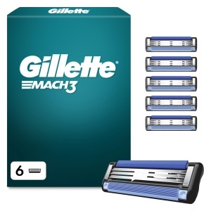 Lame de ras Gillette Mach 3, 6 bucati, pentru barbati, albastru, cu microfin guard
