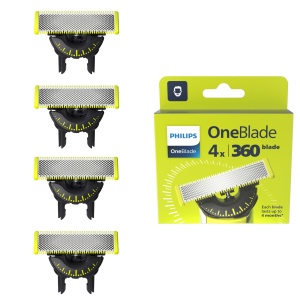 Lame Philips OneBlade 360 - 4x 360 lame de schimb, tundere si barbierit pe fata si corp, QP440/50 - Img 1