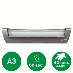 Laminator Leitz A3 Office Pro, pentru folii de laminare de 80 pana la 175 de microfoane, inclusiv kit de pornire pentru folie de laminare, laminare rapida, ideal pentru utilizare la birou si scoala, alb/argintiu, iLAM, 75180084 - Img 2