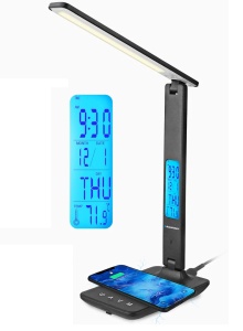 Lampa de birou LED Blaupunkt cu incarcator wireless 5 moduri de culoare afisaj LCD negru