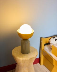 Lampa de masa OSRAM Decor Bowl E14 200mm VerdeGalben, Metal si Sticla - Img 4