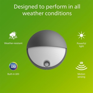 Lampa de perete Philips Capricorn LED cu senzor de miscare, 5,5 W, gri - Img 3