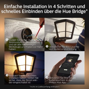 Lampa de perete Philips Hue Econic pentru exterior, neagra, 1040lm, 16 milioane culori - Img 7
