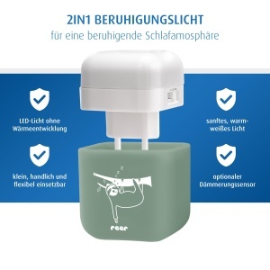 Lampa de veghe reer SleepLight 2in1 LED portabila cu senzor de lumina culoare Eucalyptus - Img 3