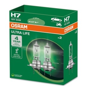 Lampa Halogen H7 OSRAM ULTRA LIFE, Durabilitate Extinsa, 2 Bucati