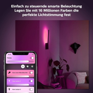 Lampa LED de Perete Philips Hue Liane, Dimmabila, 16 Mio. Culori, Neagra - Img 5