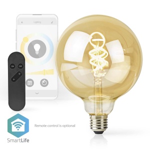 Lampa LED Filament Inteligenta Nedis WIFILRT10G125 E27, 4.9W, Alb Cald la Alb Rece - Img 4