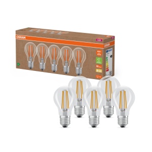 Lampa LED Osram E27, 4W, cald alb (2700K), pachet 5 bucati