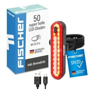 Lampa LED pentru bicicleta FISCHER cu 50 LED-uri, reincarcabila, IPX4, neagra - Img 2