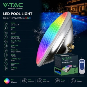 Lampa LED subacvatica V-TAC PAR56 RGB 12W, 1260 Lumen, IP68 - Img 4
