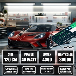 Lampa LED V-TAC 2x 120 CM 40W cu Chip Samsung, 4300 Lumen, 3000K - Img 4