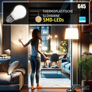 Lampa LED V-TAC E27 G45, 4.5W (40W echivalent), 470 Lumen, 3000K, 3 bucati - Img 5