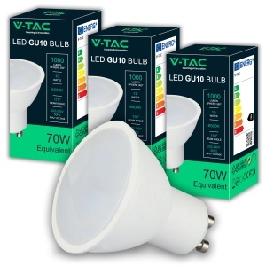 Lampa LED V-TAC GU10, 10W, 1000 Lumen, Alb Rece 6500K