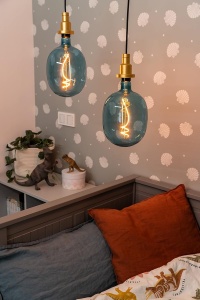 Lampa LED Vintage Osram 1906, 4.5W, 100lm, forma ballon, sticla albastra - Img 3