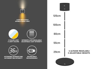 Lampa reglabila BEPER Lumi P201UTP306 reincarcabila cu moduri de iluminare negru - Img 2