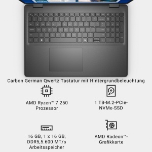 Laptop Dell 16 DC16255, AMD Ryzen 7, 16GB RAM, 1TB SSD, Carbon Black - Img 9