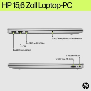 Laptop HP 15,6 FHD, Intel N100, 4 GB RAM, 128 GB UFS, Argintiu - Img 5
