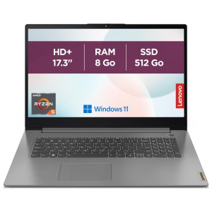 Laptop Lenovo IdeaPad 3 17,3 HD, AMD Ryzen 5, 8GB RAM, 512GB SSD, Gri