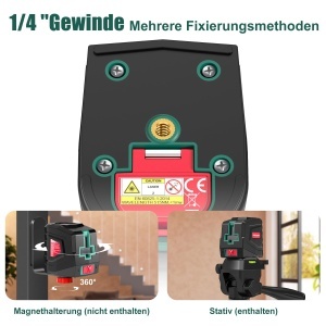 Laser de nivelare cu stativ HYCHIKA, verde, auto-nivelare, 8 ore autonomie - Img 6