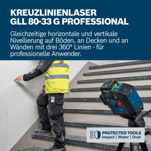 Laser liniar Bosch Professional GLL 80-33 G, verde, 30m, alimentare duala - Img 2