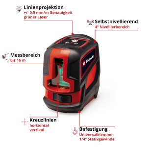 Laser multifunctional Einhell TC-LL 2 G linii verzi auto-nivelare accesorii incluse - Img 2