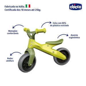 Laufrad Chicco Eco Green Hopper, 18-36 luni, 80 plastic reciclat, roti anti-pana - Img 5
