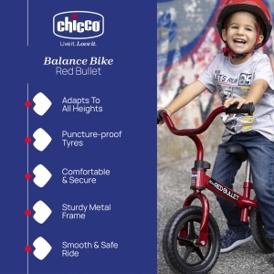 Laufrad Chicco Red Bullet pentru copii 2-5 ani, rosu, cu cadru metalic usor - Img 2
