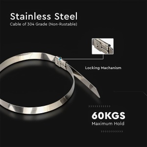 Legaturi pentru cabluri V-TAC din inox, 4,6 mm x 200 mm, pachet 100 bucati - Img 3