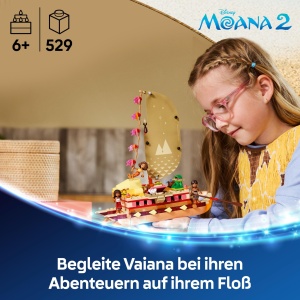 LEGO Disney Moana 2 Moanas Adventure Raft - Barca de jucarie cu panza textila punte detasabila foc de tabara si 3 minifigurine inclusiv Loto si Moni - - Img 3