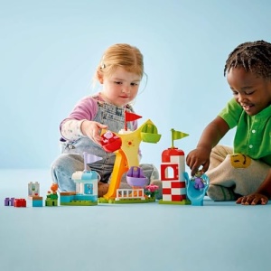 LEGO DUPLO Peppa Wutz Jahrmarkt 10453 Jucarie Montessori pentru Copii 2 ani cu Roti Gigante si Rampa - Img 9