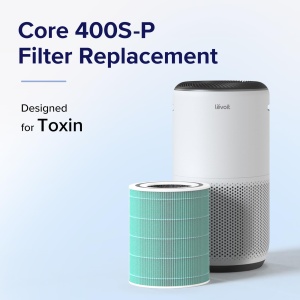 LEVOIT Core 400S Filtru de inlocuire a toxinelor impotriva a 99,97% din gazele de esapament ale poluarii aerului, Filtru HEPA 3 in 1 pentru fumatorii care sufera de alergii, Filtru si prefiltru cu carbune activ de inalta eficienta, Core 400S-RF-TX, Verde - Img 2