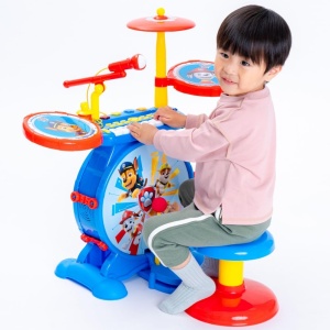 Lexibook K610PA PAW Patrol Helper on Four Paws Chase Kit de tobe pentru copii, sunet de tobe digital adevarat, claviatura cu 8 note, mufa MP3, scaun inclus, albastru/rosu - Img 2
